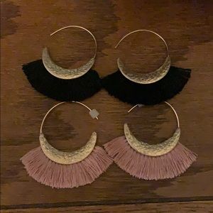 Banana Republic Earrings Fringe Pink Black Lot